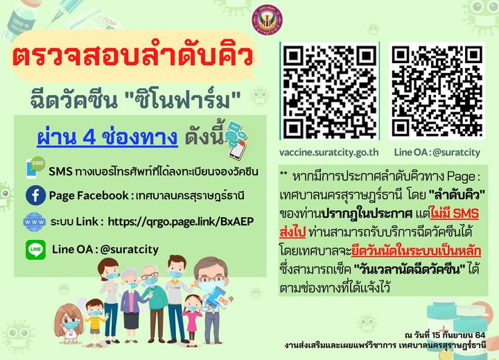 ตรวจสอบลำดับคิวการฉีดวัคซีน 💉 📌วันที่ 16 กันยายน 2564 ลำดับท ... รูปภาพ 1